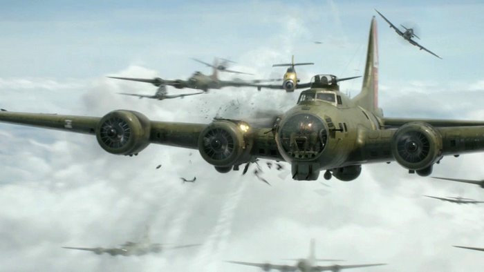 Boeing B-17 Flying Fortress bombers in formation