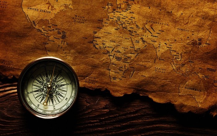 Old map with compass