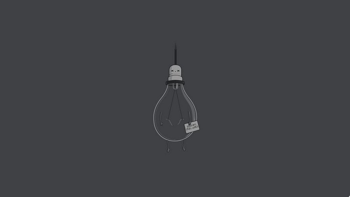 Lightbulb with a note saying goodbye cruel world