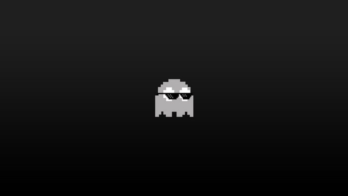 Pixelated ghost wearing sunglasses