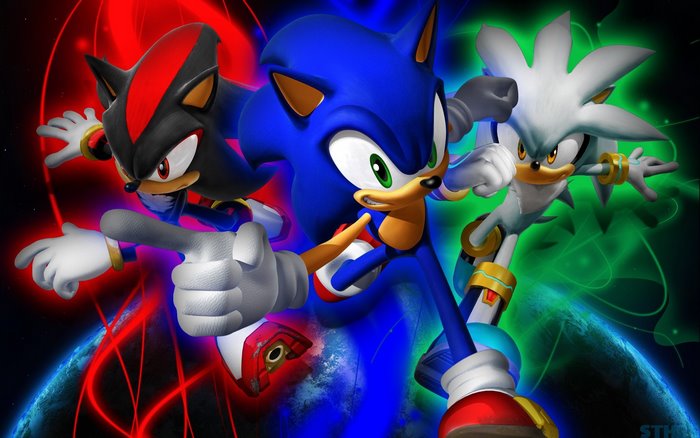Sonic the Hedgehog, Shadow the Hedgehog, and Silver the Hedgehog