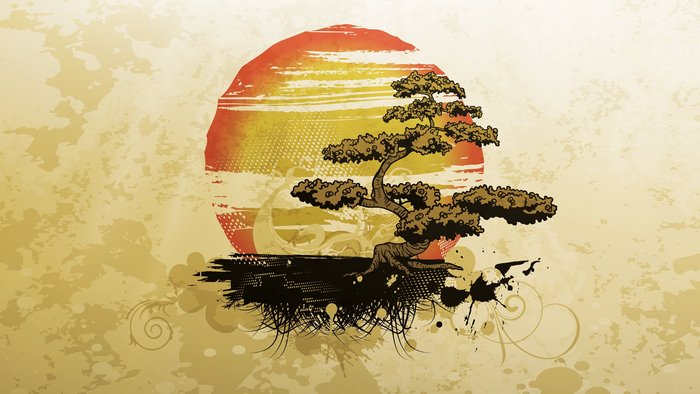 Grunge bonsai vector art