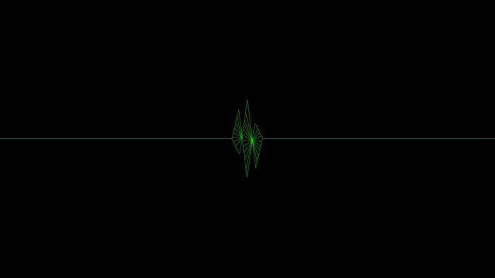 Minimalist green sound wave on black background