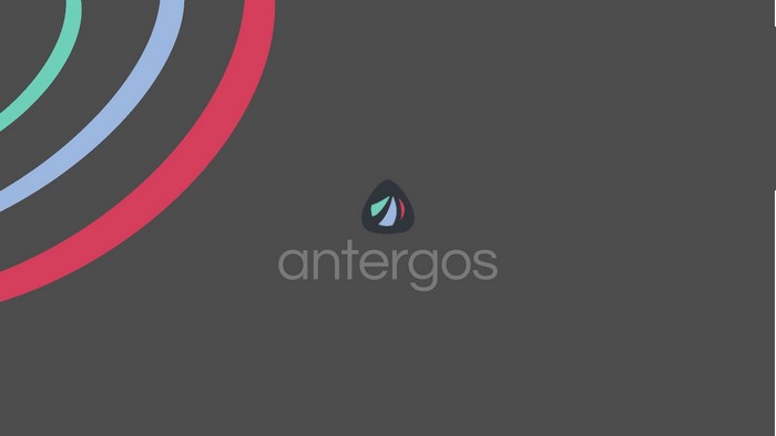 Antergos Linux logo with abstract colorful arcs