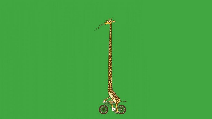 Giraffe riding a bicycle and singing