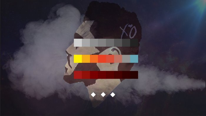 The Weeknd XO Trilogy album art with color palette