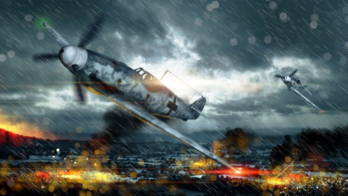 Messerschmitt Bf 109 airplanes in World War II combat