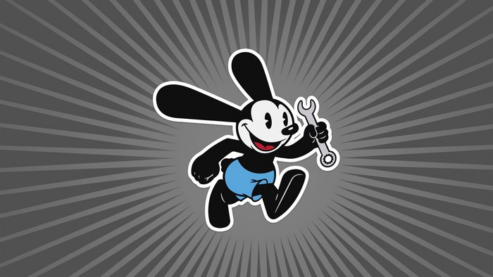 Oswald the Lucky Rabbit holding a wrench