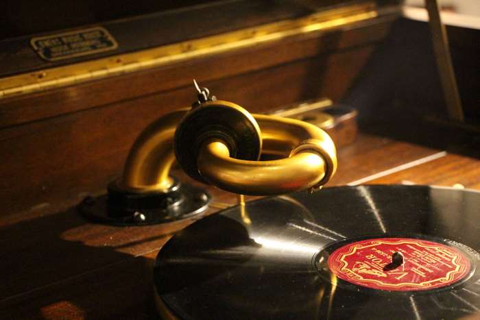 Vintage Phonograph with Record