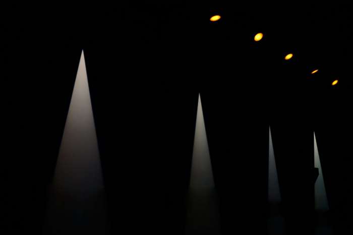 Spotlights and lights in a dark cinema 4K