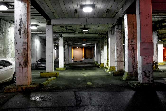 Abandoned Parking Garage at Night