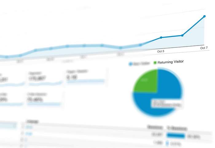 Analytics dashboard with line chart and pie chart