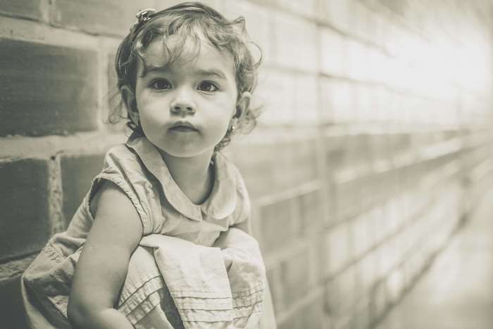 Black and white portrait of a young girl