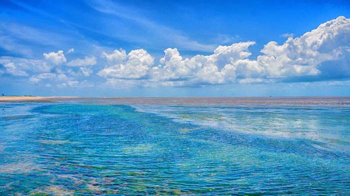 Ocean and clouds over a beach in Brazil