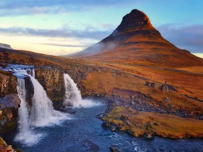 Kirkjufell mountain and waterfall in Iceland