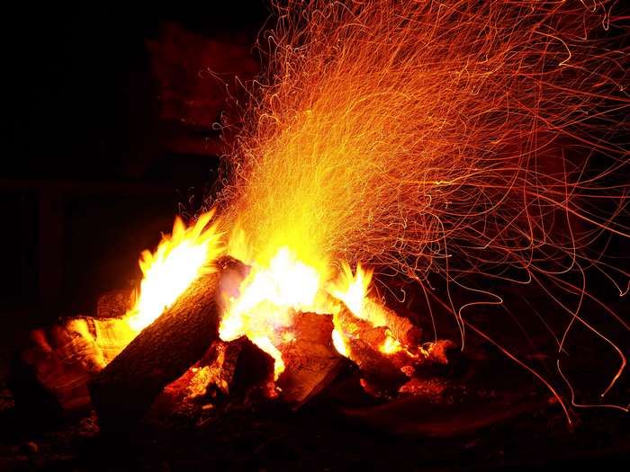 Campfire with Sparks in Long Exposure 4K