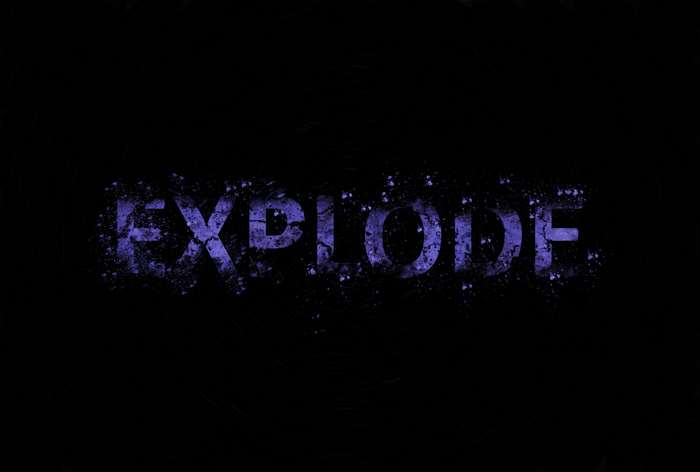 EXPLODE text on black background