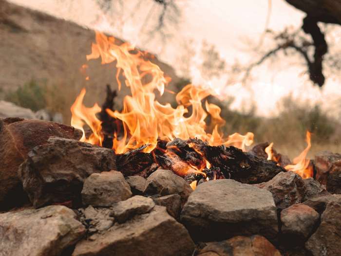 Campfire in a rock pit