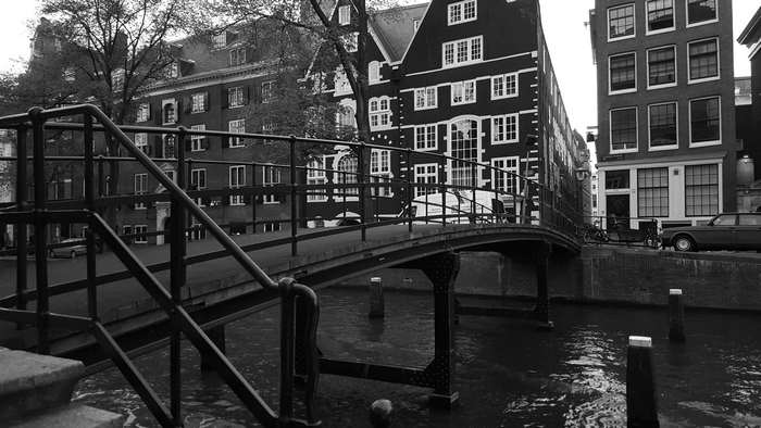 Amsterdam Keizersgracht 4K Black and White Bridge