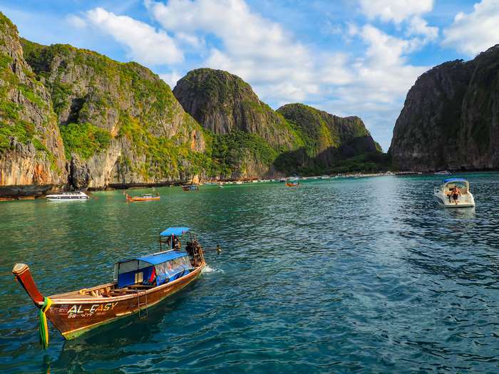 Longtail boat in Maya Bay, Phi Phi Islands, Thailand