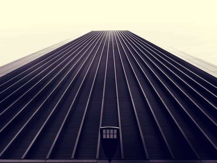 Modern skyscraper facade with a low angle shot