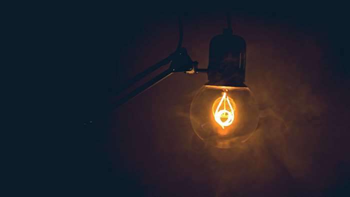 Edison light bulb with smoke