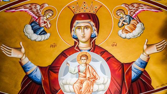 Orthodox Virgin Mary Icon 4K from Ayios Georgios Church Cyprus