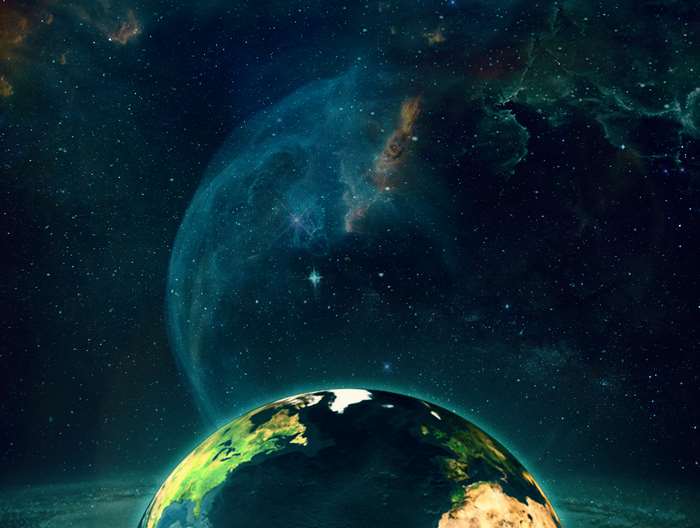 Earth and Nebula in Outer Space 4K