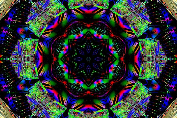 Abstract multicolor geometric kaleidoscope pattern