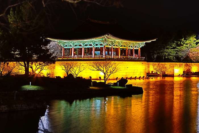 Anapji Pond Palace at Night, South Korea