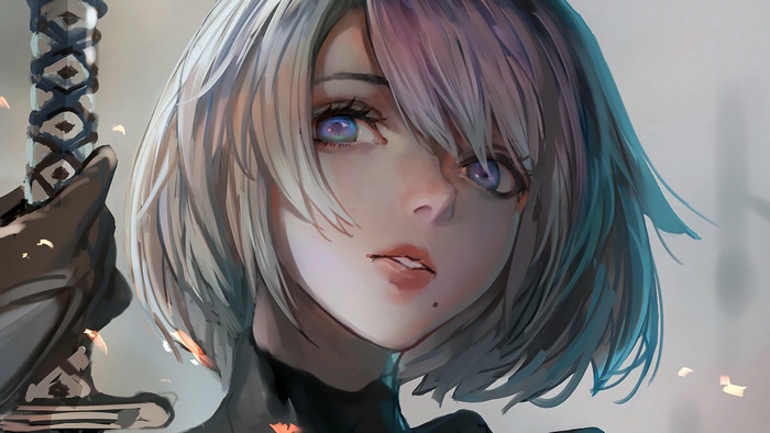 2B from NieR: Automata holding a sword