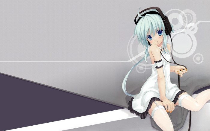 Anime girl with blonde hair and headphones