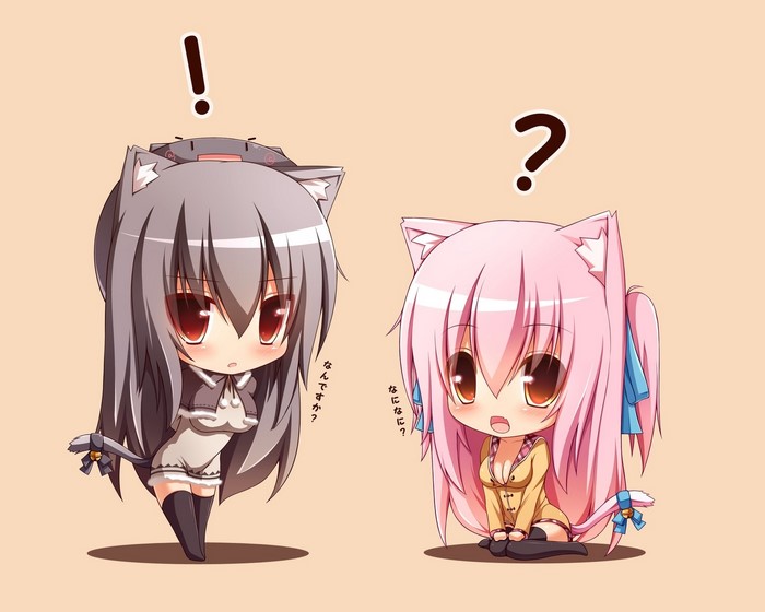 Two Chibi anime girls with cat ears