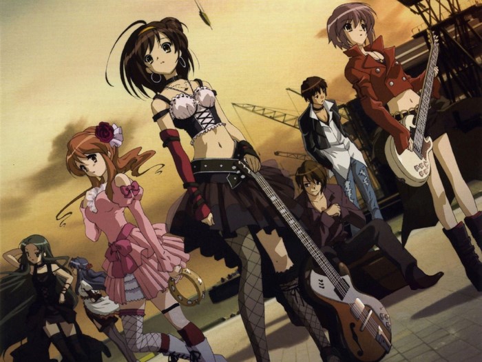 Anime band performing with guitars