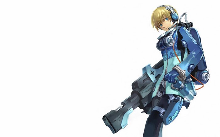 Anime Girl with Headphones and Gun