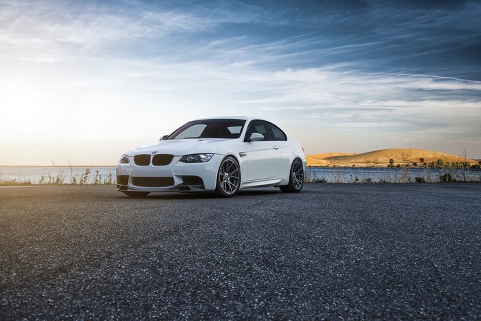 White BMW E92 M3 Coupe Side View