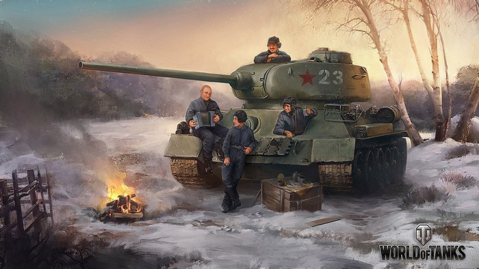World of Tanks T-34-85 Tank in Winter Scene