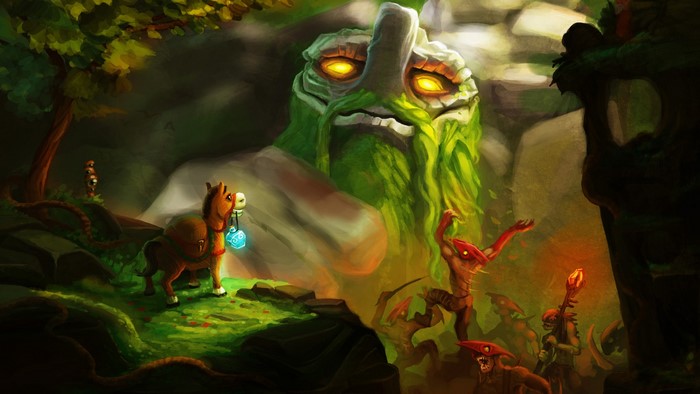 Enchantress from Dota 2 with a horse and goblins