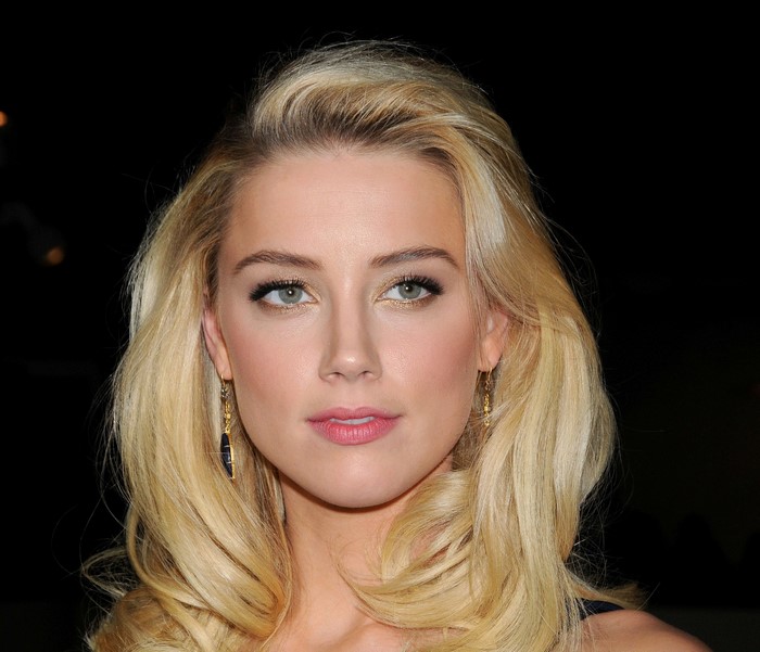 Amber Heard with Blonde Hair and Elegant Makeup