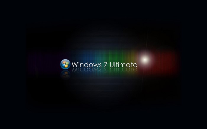 Windows 7 Ultimate logo with colorful light streaks
