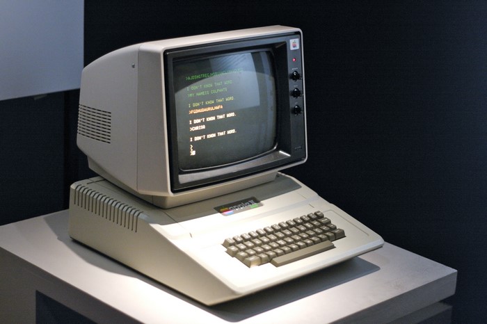 Vintage Apple II Computer with Monitor