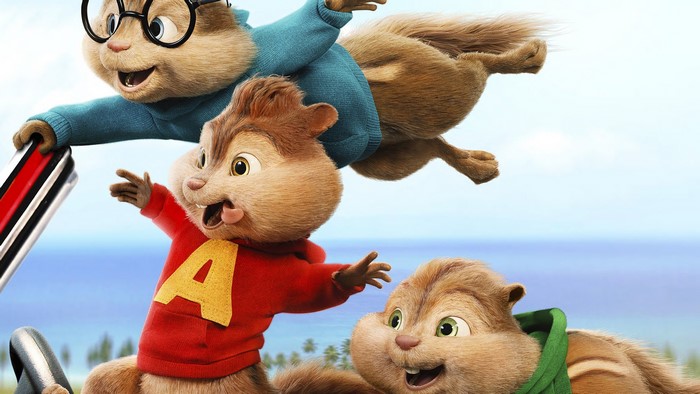 Alvin and the Chipmunks on a slide