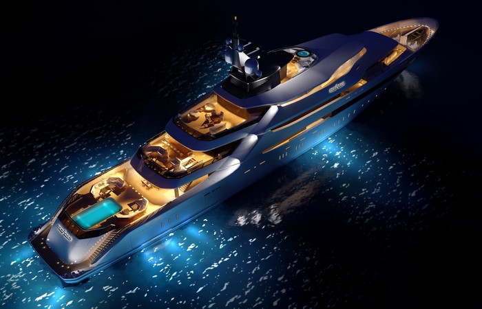 Luxury Yacht Concept at Night