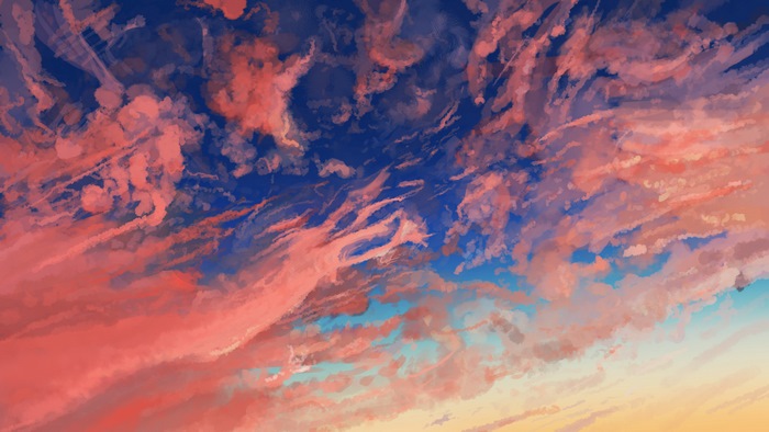 Anime clouds in the sky, digital art