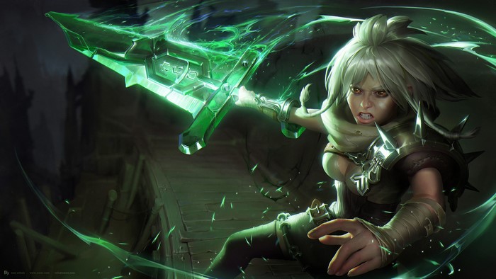Riven with a green sword from League of Legends