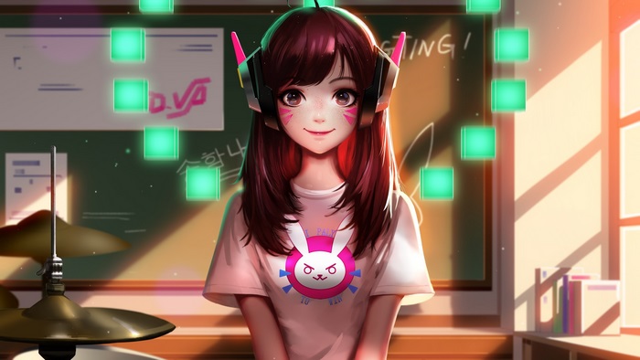 D.Va from Overwatch Digital Portrait
