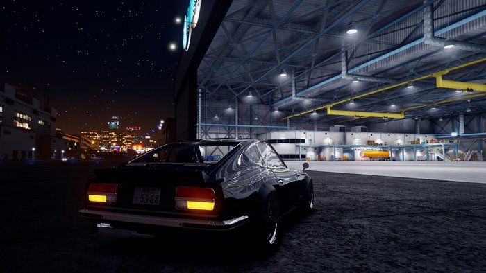 GTA 5 4K car in hangar at night