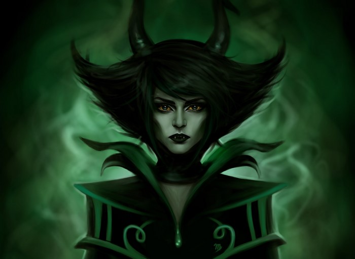 Digital artwork of a demon with horns
