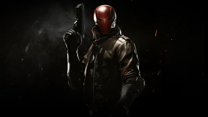 Red Hood from Injustice 2 holding a gun