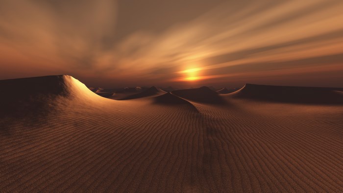 Desert dunes at sunset, 4K